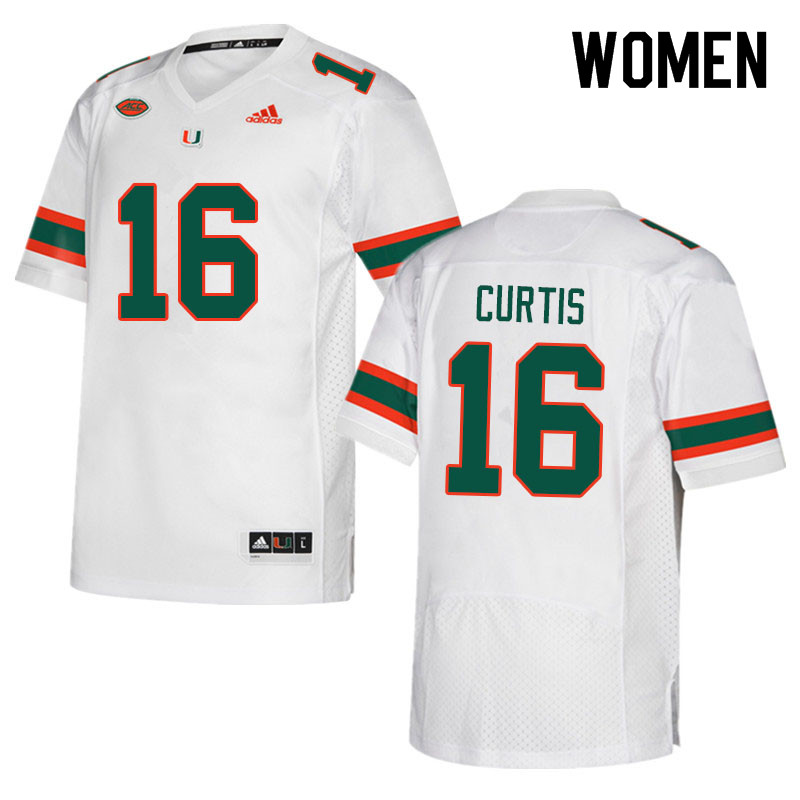 Women #16 Malik Curtis Miami Hurricanes College Football Jerseys Sale-White - Click Image to Close